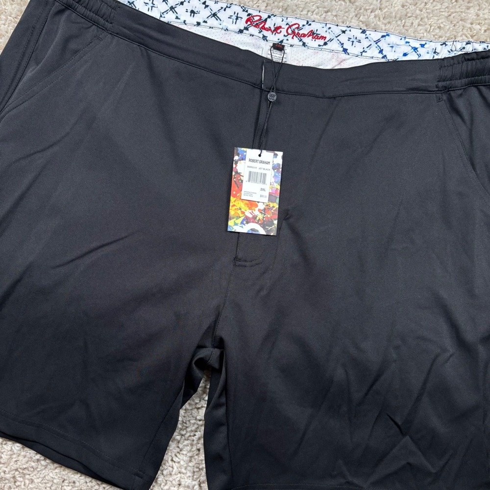 Robert Graham Shorts Mens 2XL Black Performance Stretch SMRG111 NWT